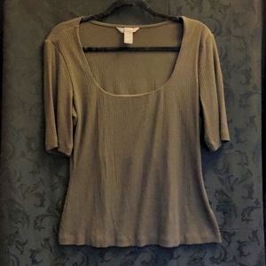 Green square neck shirt